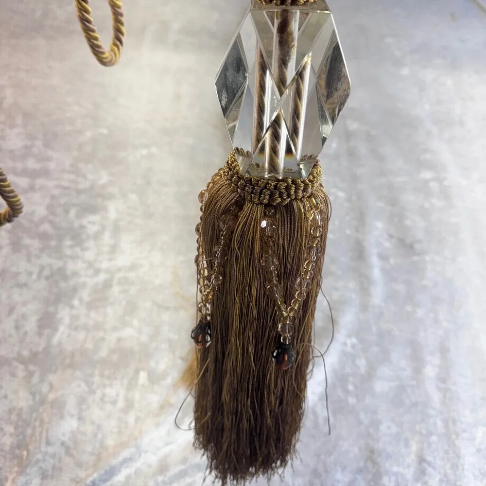 Elegant Gold‎ Tassel Curtain Tie Back Crystal Accent Set of 2
